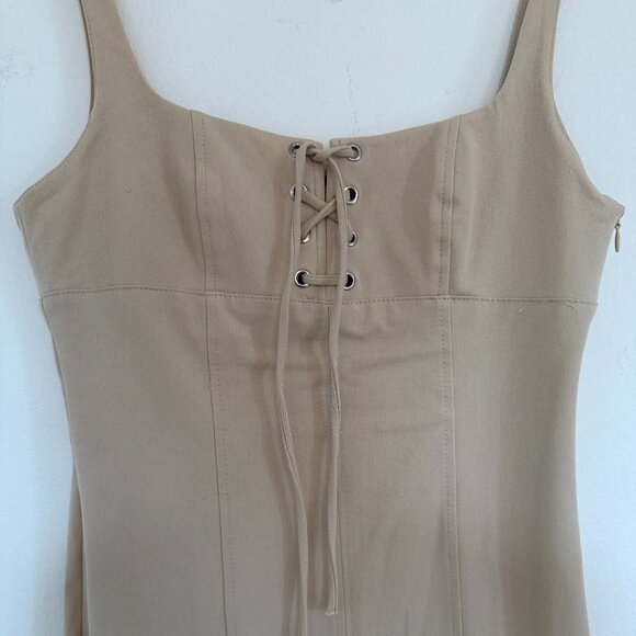 Zara Midi Dress with lace-up drawstring - S - Sand - Picture 6 of 11